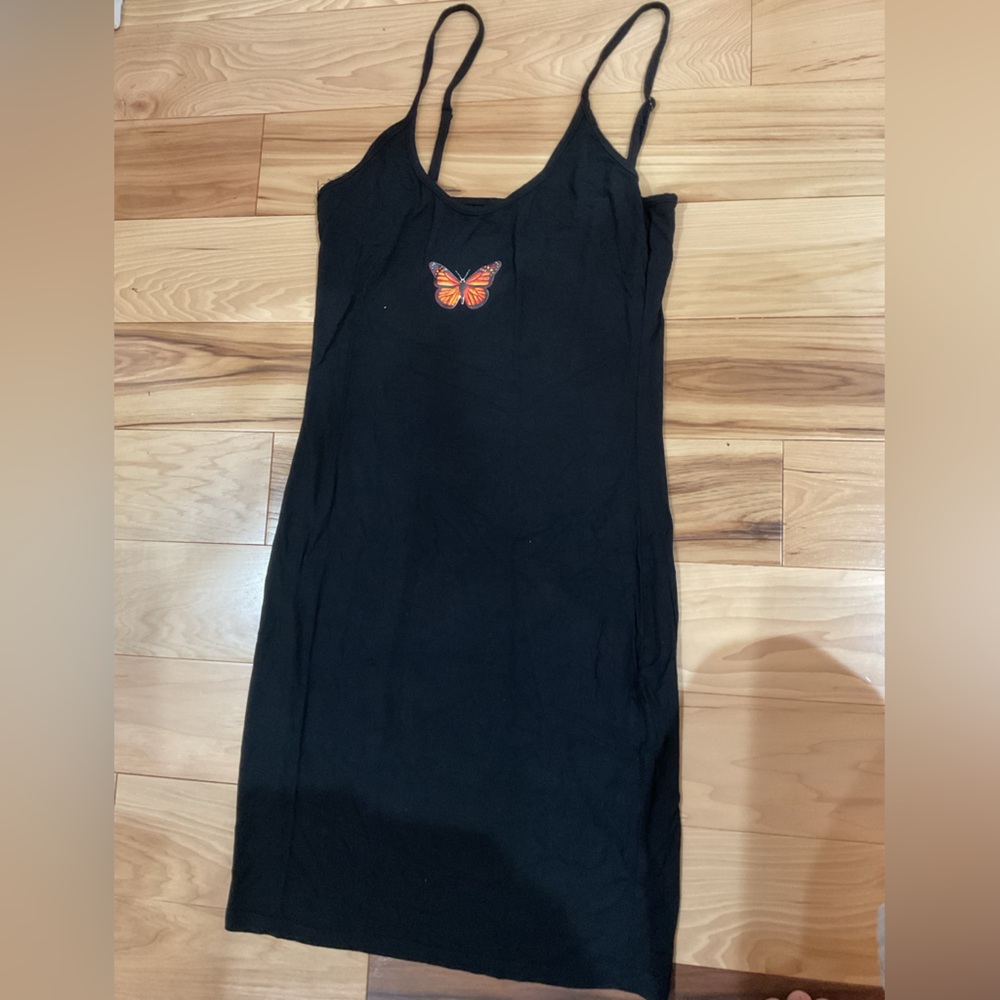 Black bodycon with butterfly print